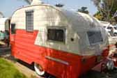 Vintage 1956 Shasta 1400 Trailer painted Necco wafer orange